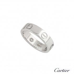 Cartier 18k White Gold Half Diamond Love Ring Size 57 B4032557